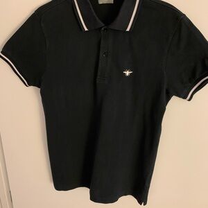 Dior Black Polo Shirt with Bee Embroidery
